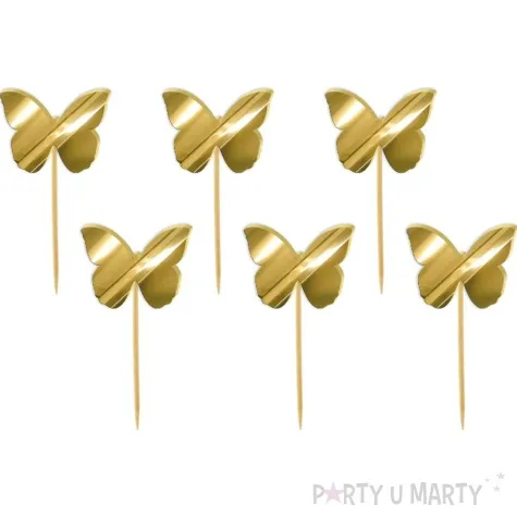pikery akrylowe motylki zloty lustrzany 6 szt
