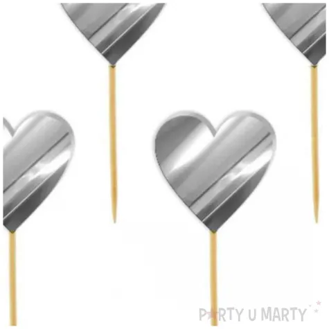 pikery akrylowe serduszka srebrny lustrzany 6 szt