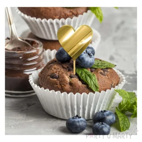 pikery akrylowe serduszka zloty lustrzany 6 szt