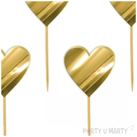pikery akrylowe serduszka zloty lustrzany 6 szt