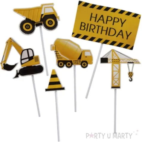 pikery budowa happy birthday zolty czarny arpex 12 cm 6 szt