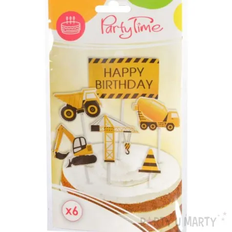 pikery budowa happy birthday zolty czarny arpex 12 cm 6 szt