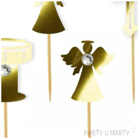 pikery chrzest sw glamour mix zlote metalik 6 szt