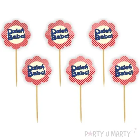 pikery dzien babci kwiatek czerwone 6 szt