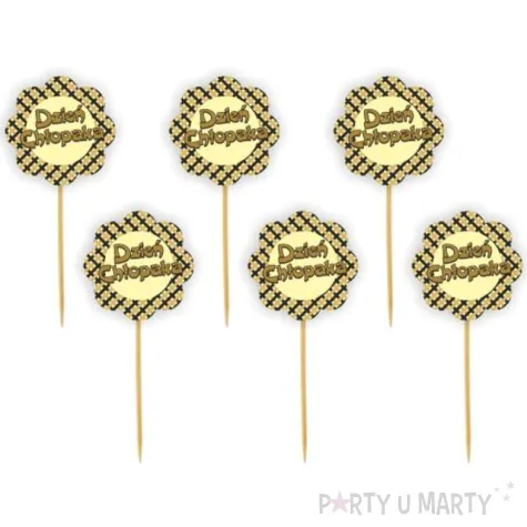 pikery dzien chlopaka kwiatek zloto kremowe 6 szt