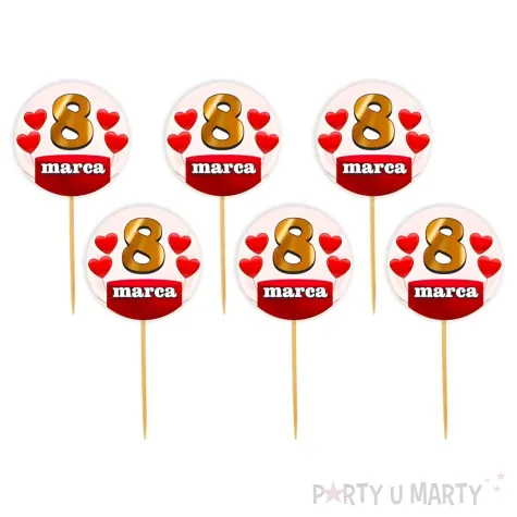 pikery dzien kobiet 8 marca rozowo czerwone 6 szt