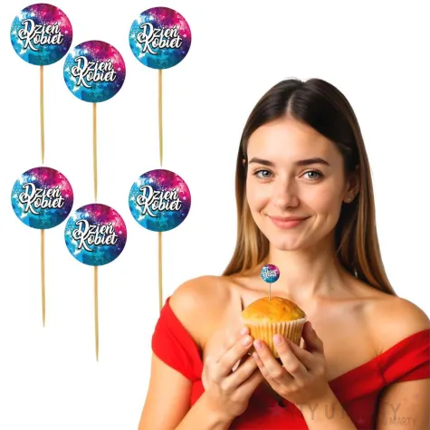 pikery dzien kobiet gwiazdki rozowo turkusowe 6 szt