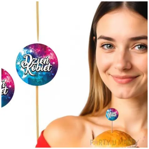 pikery dzien kobiet gwiazdki rozowo turkusowe 6 szt