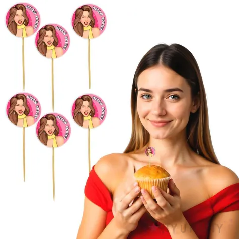 pikery dzien kobiet szczesliwych rozowe 6 szt