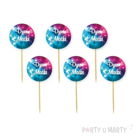 pikery dzien matki gwiazdki rozowo turkusowe 6 szt