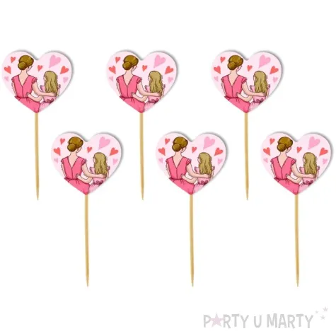 pikery dzien matki mama w serduszkach 6 szt