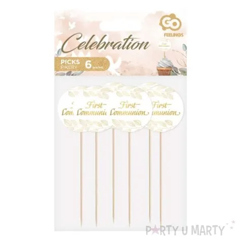 pikery first communion galazki oliwne zloty godan 6 szt