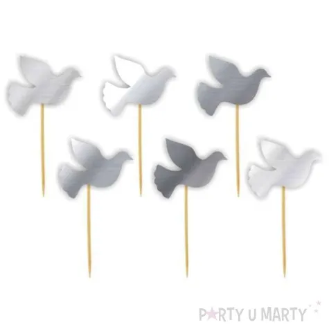 pikery golab srebrne metaliczne 9 cm 6 szt