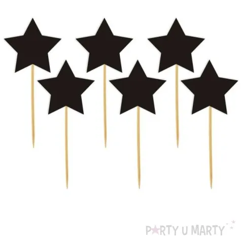 pikery gwiazdki czarne 6 szt