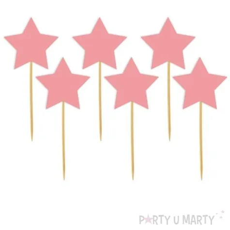 pikery gwiazdki rozowe 6 szt