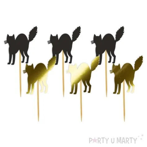 pikery halloween koty zloto czarne 6 szt