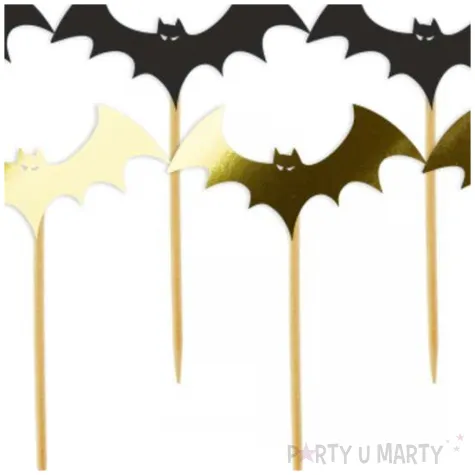 pikery halloween nietoperze zloto czarne 6 szt