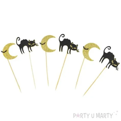pikery halloween nocne koty czarno zlote arpex 17 cm 6 szt