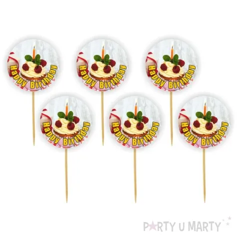 pikery happy birthday muffinka zolty napis 6 szt