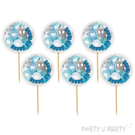 pikery happy birthday niebieski blekitne baloniki 6 szt