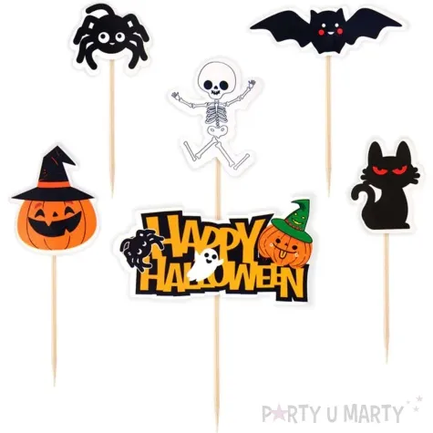 pikery happy halloween szkielet pajak kot partypal 6 szt