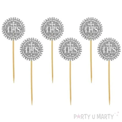 pikery ihs srebrne brokatowe 6 szt