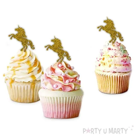 pikery jednorozce zlote brokatowe 6 szt