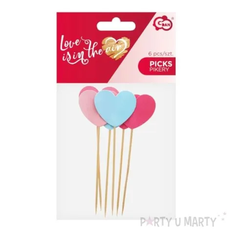 pikery kolorowe serca godan 12 cm 6 szt