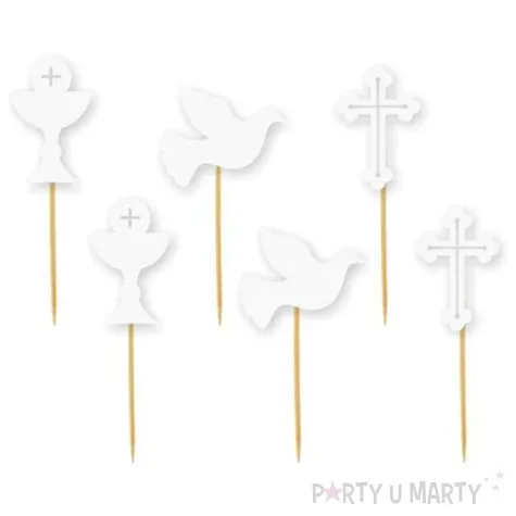 pikery komunia mix biale 6 szt