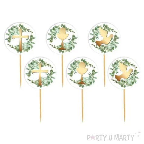 pikery komunia swieta galazki biale 6 szt