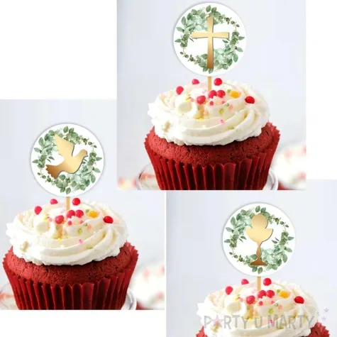 pikery komunia swieta galazki biale 6 szt