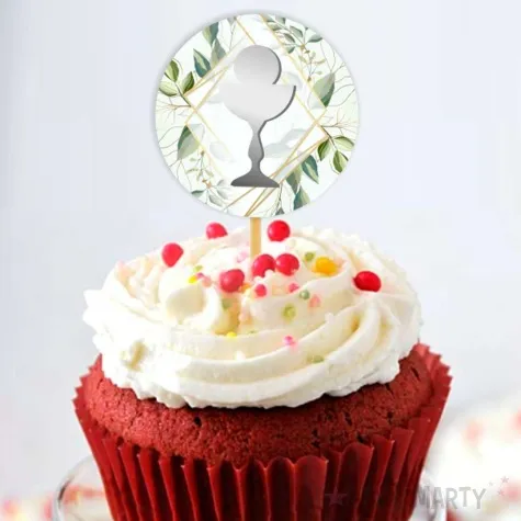 pikery komunia swieta galazki szare 6 szt