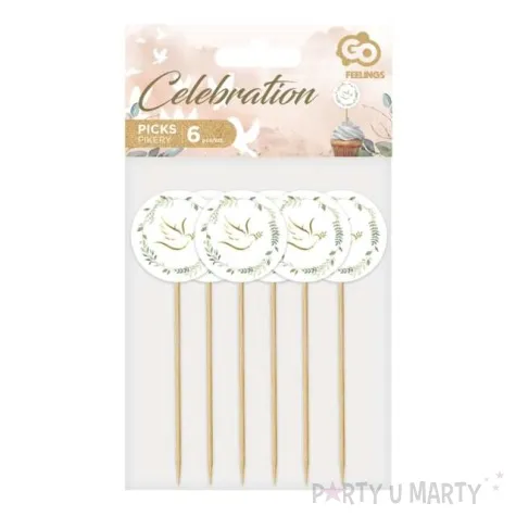 pikery komunia swieta golabek i galazki oliwne zloty godan 6 szt