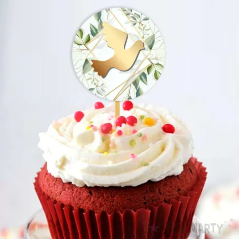 pikery komunia swieta listki bezowe 6 szt