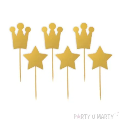 pikery korony i rozdzki zlote 6 szt