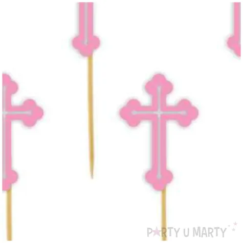 pikery krzyz rozowe 9 cm 6 szt