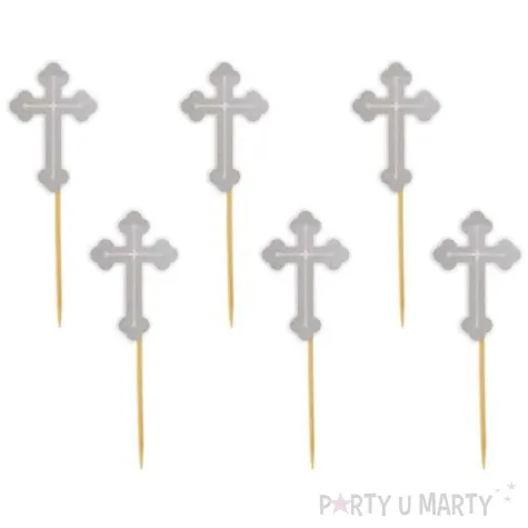 pikery krzyz srebrne 9 cm 6 szt
