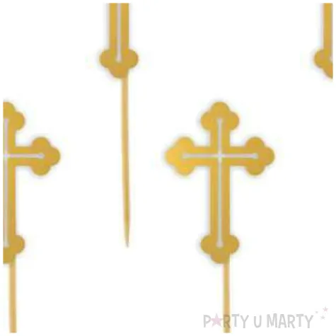 pikery krzyz zlote 9 cm 6 szt