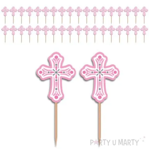 pikery krzyzyk komunijny rozowy amscan 36 szt
