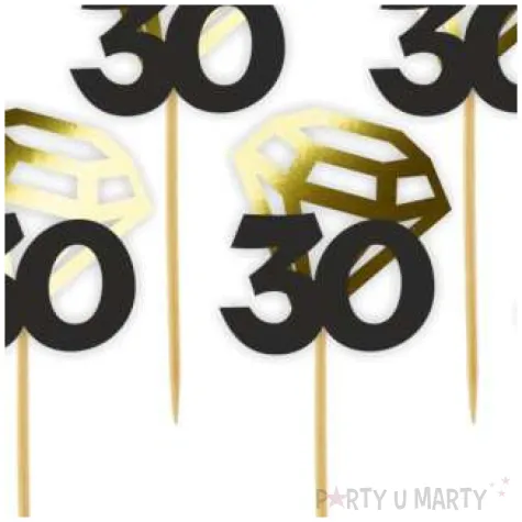 pikery liczba 30 z diamentem zlote metalik 6 szt