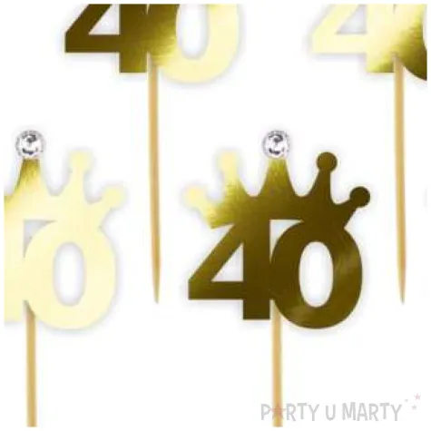 pikery liczba 40 korona z cyrkonia zlote metalik 6 szt