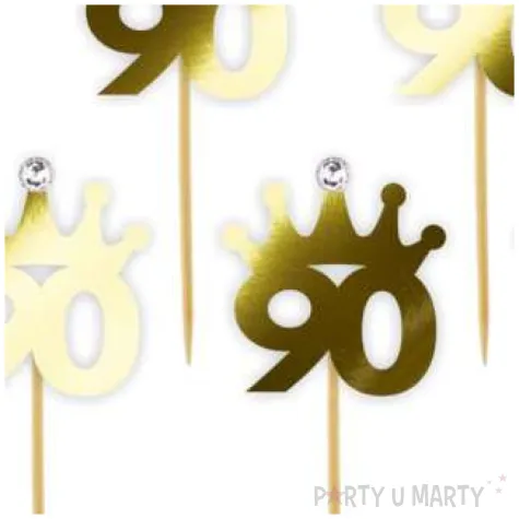pikery liczba 90 korona z cyrkonia zlote metalik 6 szt