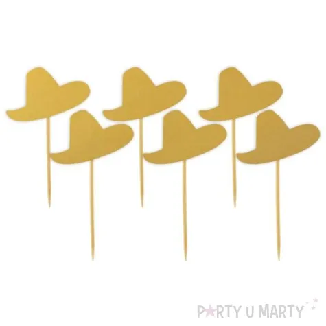 pikery meksykanskie sombrero zloty 8 cm 6 szt