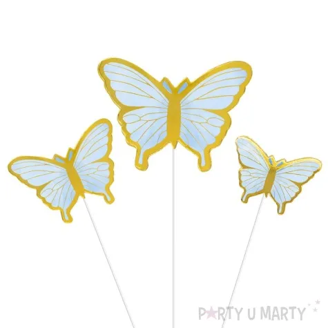 pikery motyle zloto blekitny partypal 3 6 4 5 cm 10 szt