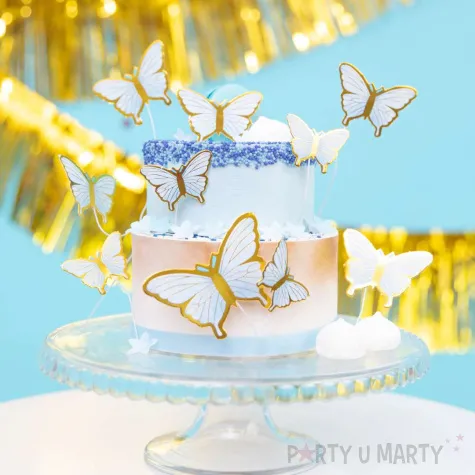 pikery motyle zloto blekitny partypal 3 6 4 5 cm 10 szt