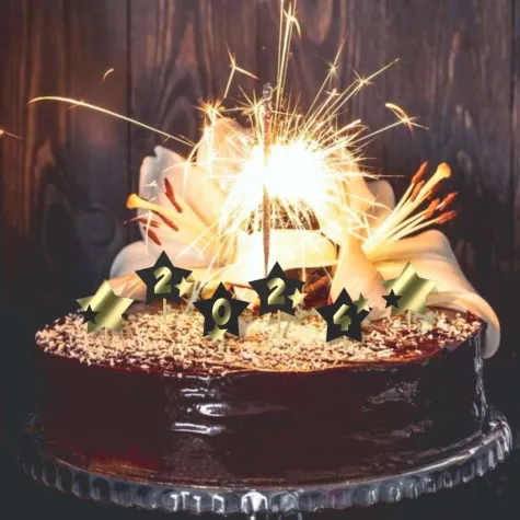 pikery nowy rok 2024 z gwiazdami zloto czarne 6 szt