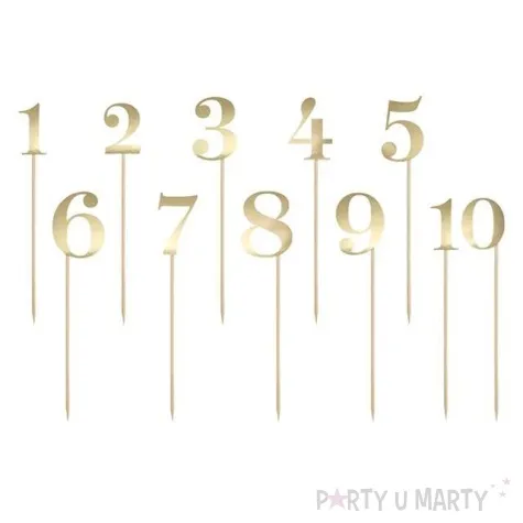 pikery numery zloty partydeco 26 cm 11 szt