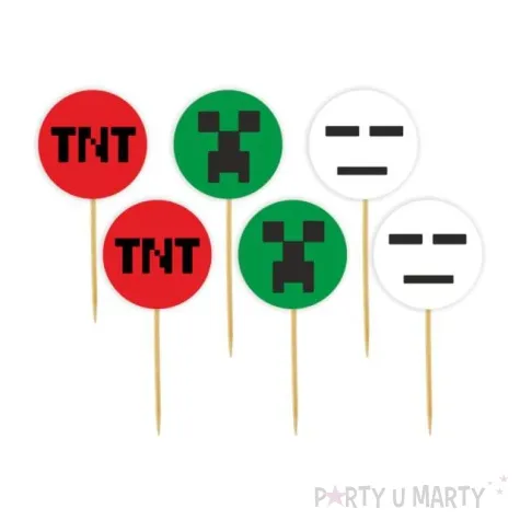 pikery piksele czerwono biale mix 8 cm 6 szt