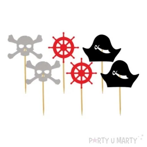 pikery pirackie z kapeluszem mix 8 cm 6 szt