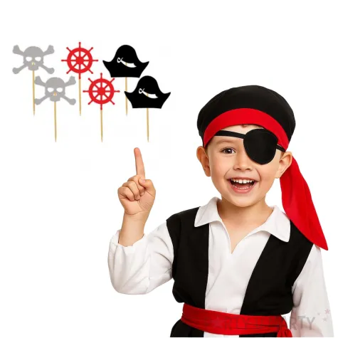 pikery pirackie z kapeluszem mix 8 cm 6 szt